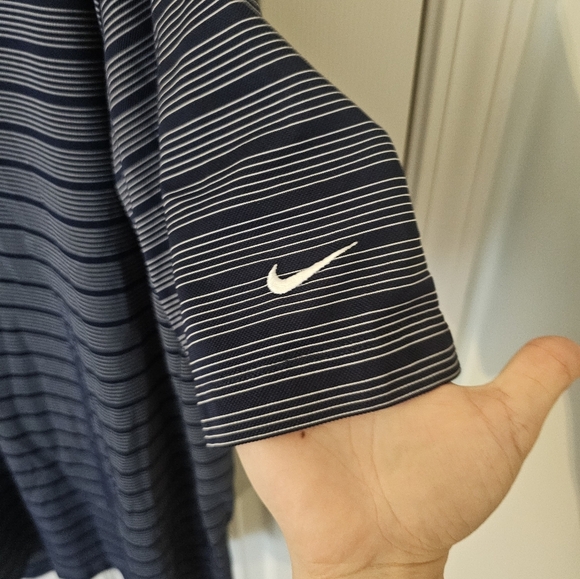 Nike Mens Dri-Fit Tour Performance Golf Polo Shirt Navy Blue White Striped XXL - Picture 3 of 6